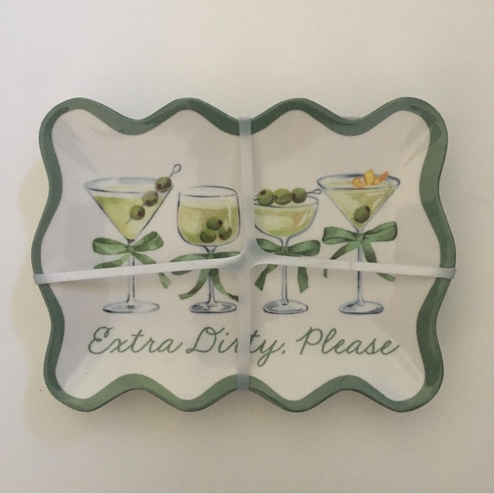 6 Melamine Appetizer Plates “Extra Dirty Please” Scalloped Edges NEW Rachel Zoe